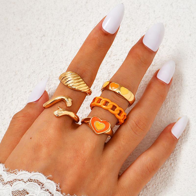Wedding Rings Punk Orange Enamel Metal Heart Embrace Set For Women Trend Hip Hop Chain Geometric Ring Party Jewelry Couple Gifts
Wedding Rings Punk Orange Enamel Metal Heart Embrace Set For Women Trend Hip Hop Chain Geometric Ring Party Jewelry Couple Gifts