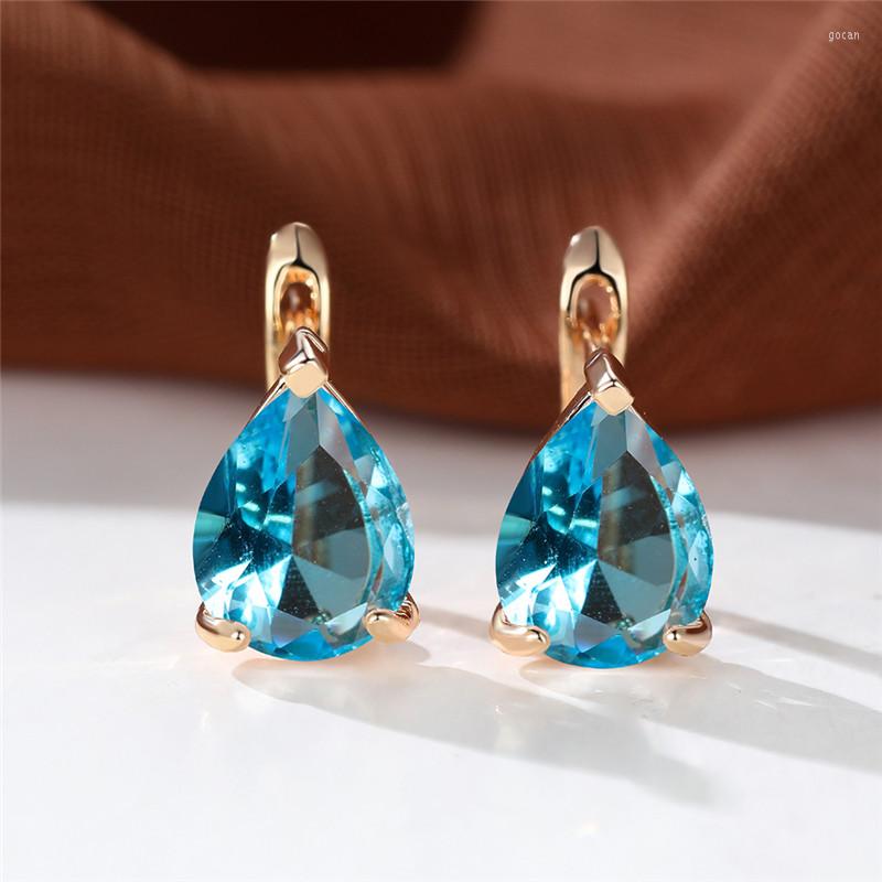 Hoop Earrings Pear Cut Blue Zircon Luxury Crystal Water Drop Stone Trendy Gold Color Wedding For Women Jewelry
Hoop Earrings Pear Cut Blue Zircon Luxury Crystal Water Drop Stone Trendy Gold Color Wedding For Women Jewelry