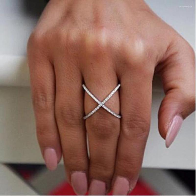 Wedding Rings Cross Ring Plated X Solid Zircon Crystal Pave Clear Stacking Stones Size 5 6 7 8 9
Wedding Rings Cross Ring Plated X Solid Zircon Crystal Pave Clear Stacking Stones Size 5 6 7 8 9