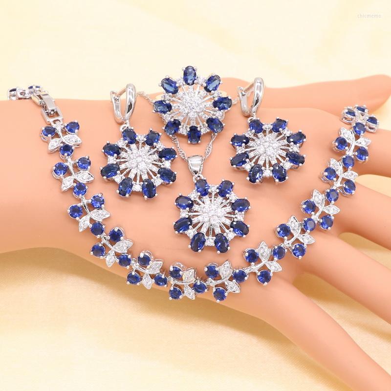 Necklace Earrings Set XUTAAYI 925 Silver Wedding For Women Flower Shape Blue Zircon Bracelet Pendant Ring Gift Box, Picture shown
Necklace Earrings Set XUTAAYI 925 Silver Wedding For Women Flower Shape Blue Zircon Bracelet Pendant Ring Gift Box, Picture shown