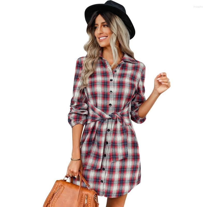 Casual Dresses Long Sleeve Lapel Plaid Dress Spring Autumn Blouse Woman 2023 Fashion Female Lace Up Women Buttons, Red
Casual Dresses Long Sleeve Lapel Plaid Dress Spring Autumn Blouse Woman 2023 Fashion Female Lace Up Women Buttons, Red