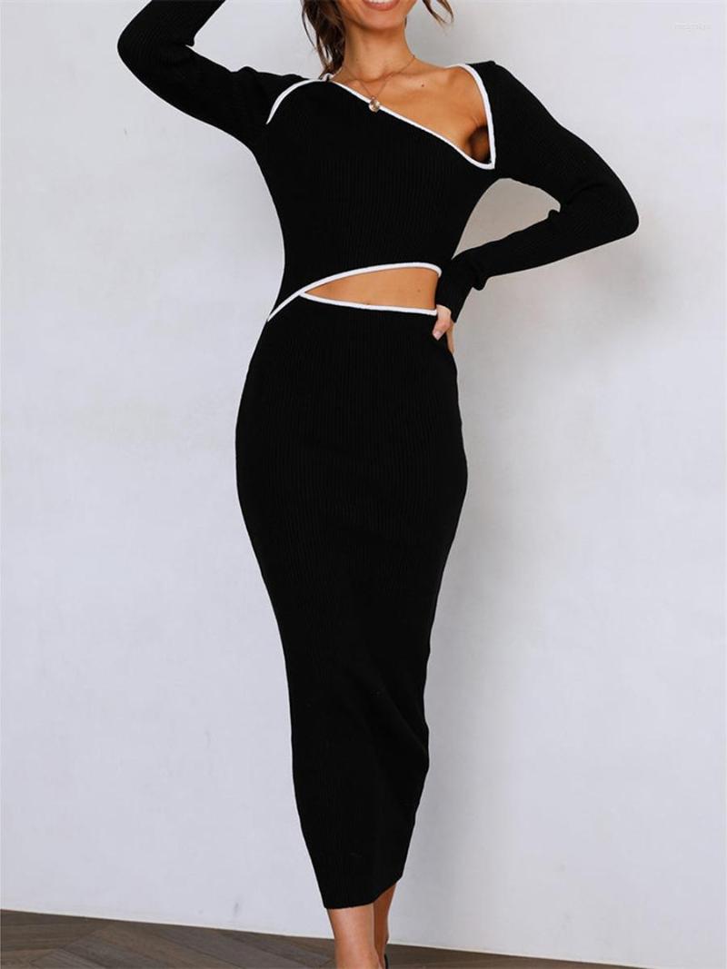 Casual Dresses Elegant For Women Skinny Bodycon Dress Patchwork Knit Asymmetrical Neck Long Sleeve Cutout, Black
Casual Dresses Elegant For Women Skinny Bodycon Dress Patchwork Knit Asymmetrical Neck Long Sleeve Cutout, Black