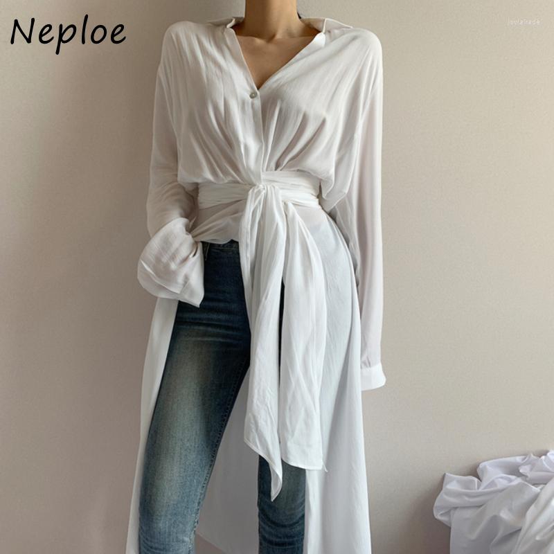 Women's Blouses Neploe Thin White Long Women Korean Stylish High Split Slim Waist Shirts Female Spring Summer Elegant Irregular Coats
Women's Blouses Neploe Thin White Long Women Korean Stylish High Split Slim Waist Shirts Female Spring Summer Elegant Irregular Coats