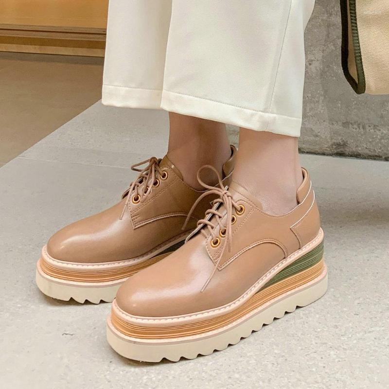 Dress Shoes EshtonShero Platform Women Genuine Leather Pumps Wedge High Heels Round Toe Lace Up Spring Female Office Feetwear, Beige
Dress Shoes EshtonShero Platform Women Genuine Leather Pumps Wedge High Heels Round Toe Lace Up Spring Female Office Feetwear, Beige