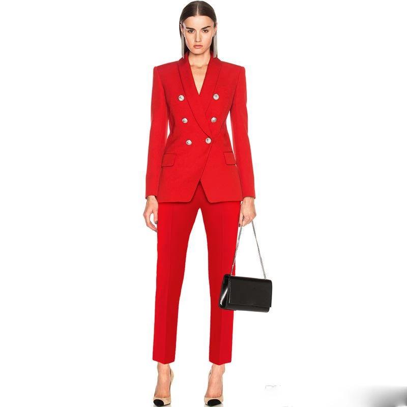 Women's Suits & Blazers Designer Classic Women Pant Suit Golden Button Double Breasted Blazer Coat Slim Pants Female Office Business, Jacket and pants
Women's Suits & Blazers Designer Classic Women Pant Suit Golden Button Double Breasted Blazer Coat Slim Pants Female Office Business, Jacket and pants