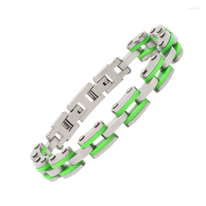 Link Bracelets Moocare Fashion Simple Sports Wind Tender Green Silicone Film Stainless Steel Men's Bracelet
Link Bracelets Moocare Fashion Simple Sports Wind Tender Green Silicone Film Stainless Steel Men's Bracelet
