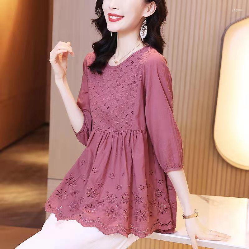Women' Blouses Cotton Linen Embroidery Short-sleeved T-shirt Female Loose Padded Shirt 2022 Summer Women' Cover Belly Jacket, Pink
Women' Blouses Cotton Linen Embroidery Short-sleeved T-shirt Female Loose Padded Shirt 2022 Summer Women' Cover Belly Jacket, Pink