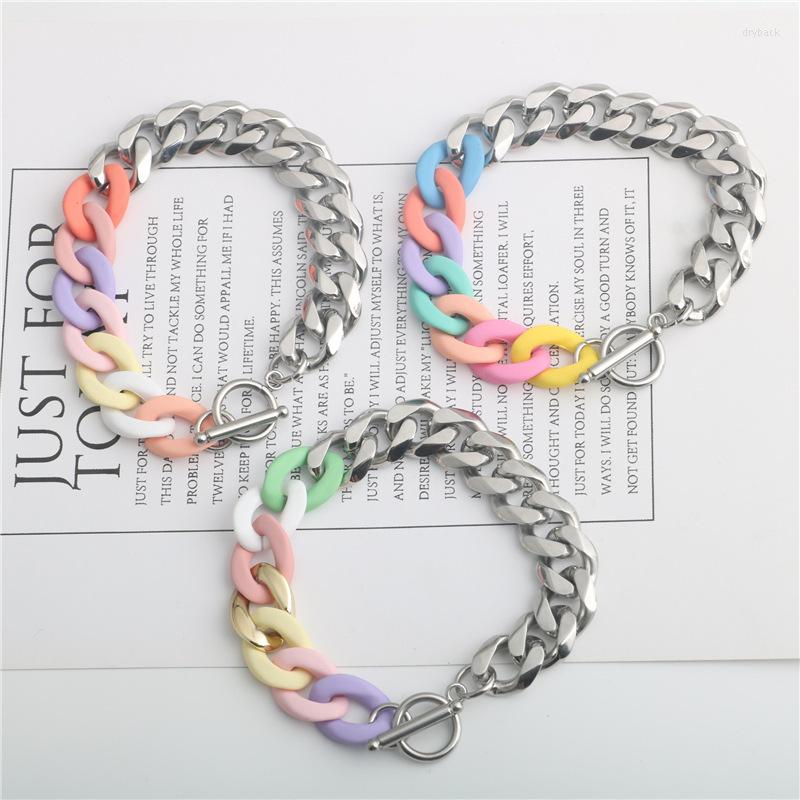 Link Bracelets Fashion Titanium Steel Acrylic Color Splicing Bracelet Six-sided Grinding OT Buckle Stainless Couple
Link Bracelets Fashion Titanium Steel Acrylic Color Splicing Bracelet Six-sided Grinding OT Buckle Stainless Couple