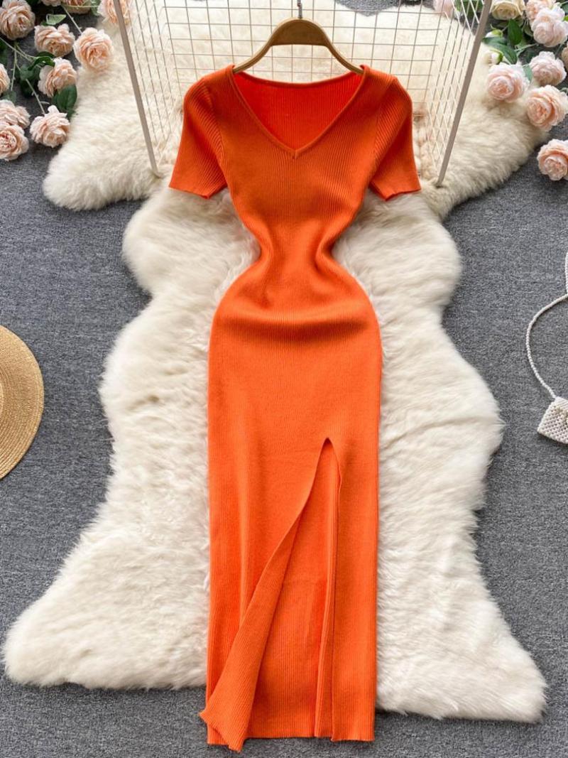 Party Dresses Casual Women Summer Dress Solid Color V-neck Short Sleeve Slim Elastic High Split Bodycon Midi Calf Female Robe Femme 2022, Black
Party Dresses Casual Women Summer Dress Solid Color V-neck Short Sleeve Slim Elastic High Split Bodycon Midi Calf Female Robe Femme 2022, Black