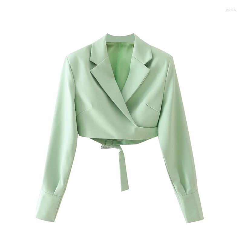 Women' Suits XNWMNZ 2022 Woman Crop Jacket Tops Autumn Retro Notched Collar Buckle Strap Detail Wrap Blazer Green Coat High Waist Suit
Women' Suits XNWMNZ 2022 Woman Crop Jacket Tops Autumn Retro Notched Collar Buckle Strap Detail Wrap Blazer Green Coat High Waist Suit