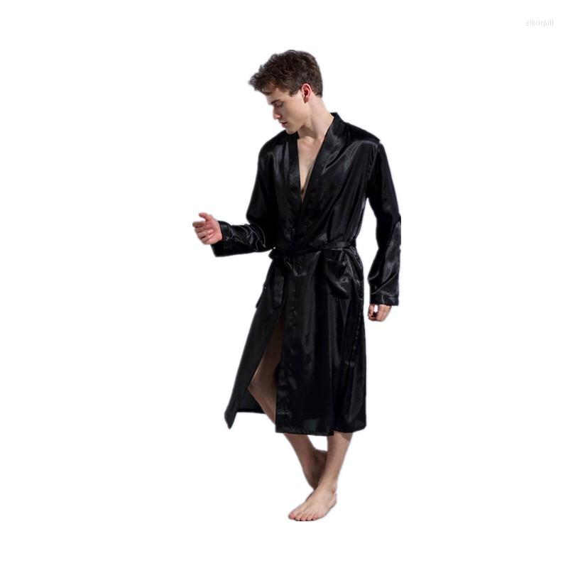 Men' Sleepwear Retail Men' Satin Silk Kimono Robe Classic Long Bathrobe Pockets Lightweight Loungewear T104, Black 
Men' Sleepwear Retail Men' Satin Silk Kimono Robe Classic Long Bathrobe Pockets Lightweight Loungewear T104, Black