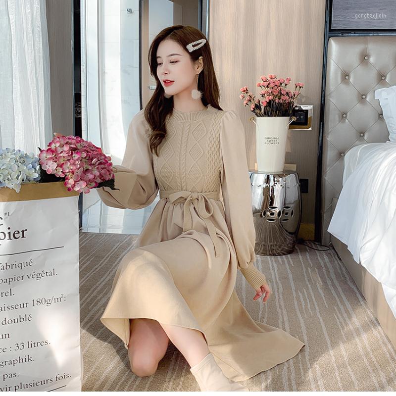 Casual Dresses Autumn And Winter Knitted Splice Long Sleeve Dress Temperament Belt Slim Underskirt Women' Outgoing A-line 2022, Khaki
Casual Dresses Autumn And Winter Knitted Splice Long Sleeve Dress Temperament Belt Slim Underskirt Women' Outgoing A-line 2022, Khaki