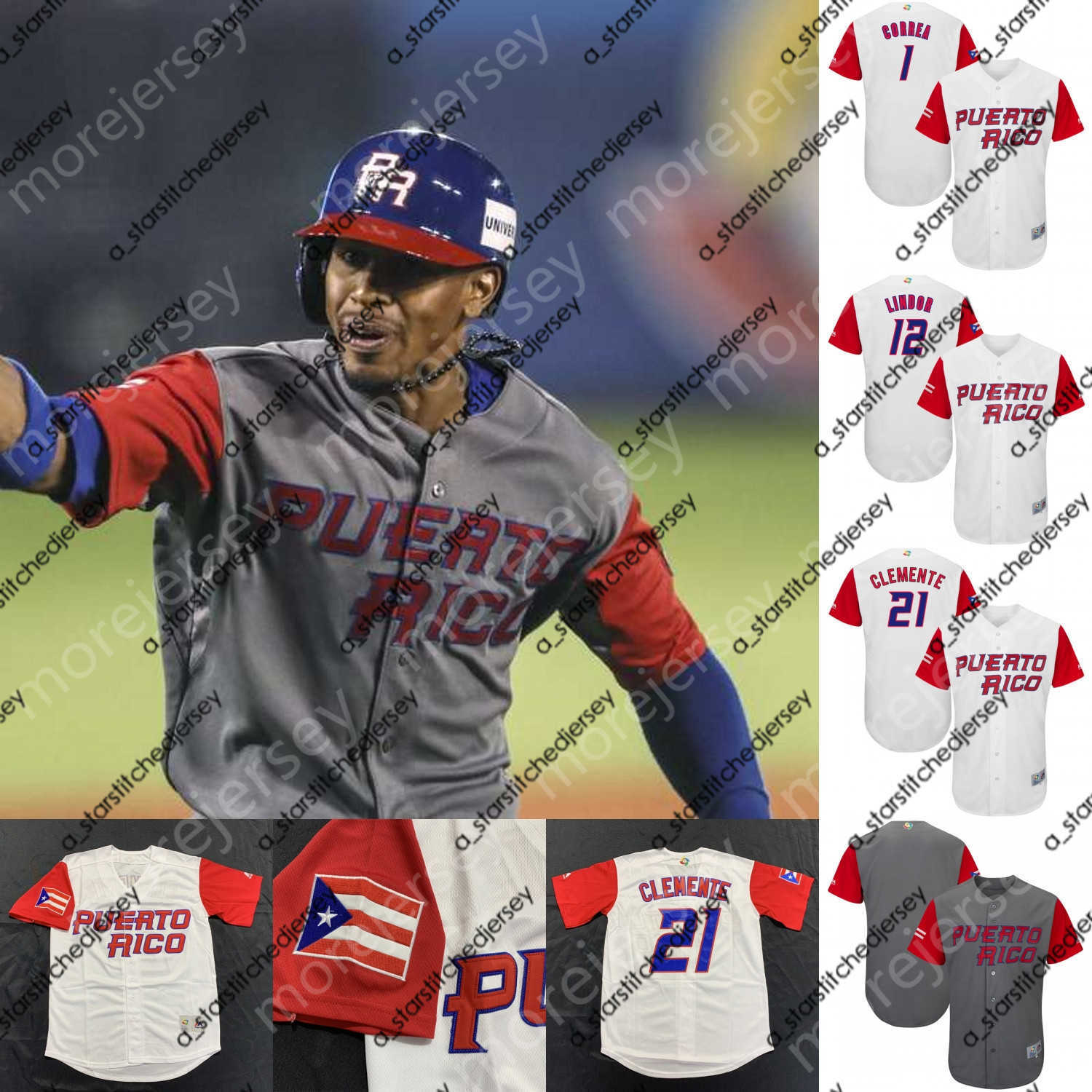 Baseball Jerseys Puerto Rico Jersey Clemente Francisco Lindor Hernandez Yadier Molina Javier Baez Carlos Correa Beltran Barbosa Lugo Jose Berrios Colon Diaz, Grey 
Baseball Jerseys Puerto Rico Jersey Clemente Francisco Lindor Hernandez Yadier Molina Javier Baez Carlos Correa Beltran Barbosa Lugo Jose Berrios Colon Diaz, Grey