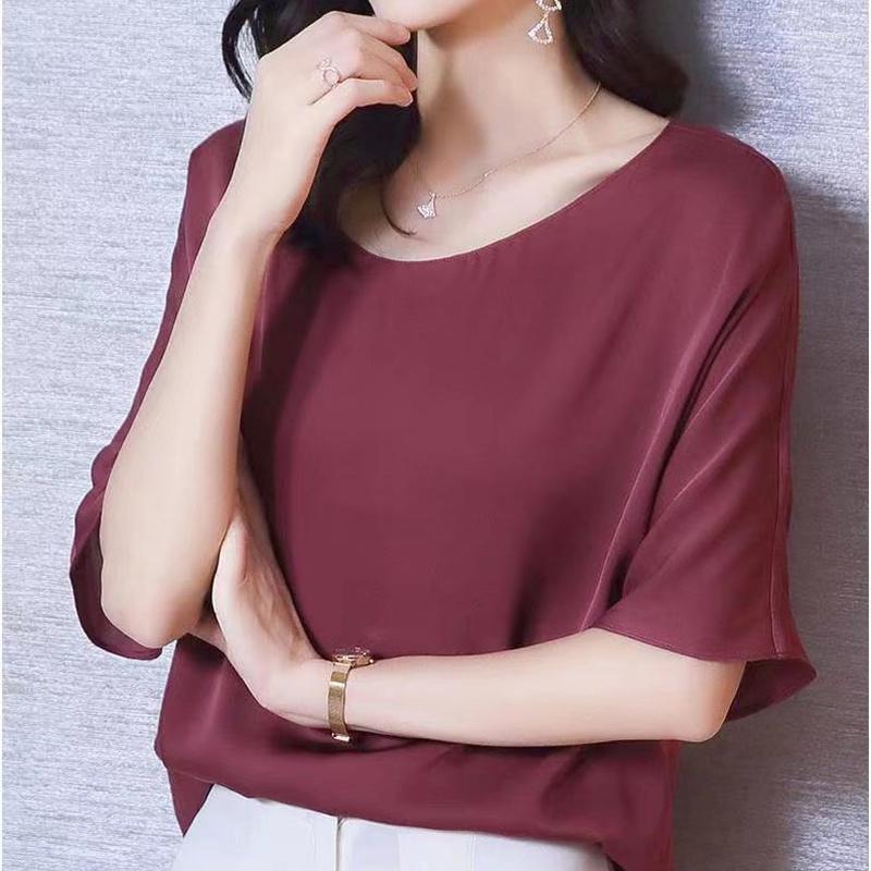 Women's Blouses Spring And Summer Korean Fashion Elegant Women Three Quarter-Sleeved Shirt O-neck Loose Chiffon Solid OL Office Lady Tops, Deep blue
Women's Blouses Spring And Summer Korean Fashion Elegant Women Three Quarter-Sleeved Shirt O-neck Loose Chiffon Solid OL Office Lady Tops, Deep blue