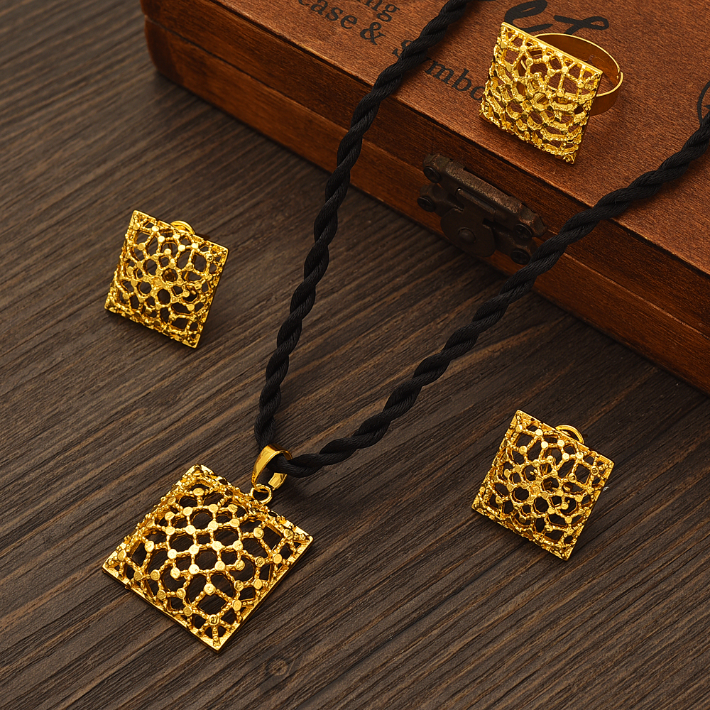Women Trendy Ethiopian Fine Gold Bridal Jewelry Sets Necklace Earrings Ring Gifts Wedding Jewellery Set, Golden
Women Trendy Ethiopian Fine Gold Bridal Jewelry Sets Necklace Earrings Ring Gifts Wedding Jewellery Set, Golden