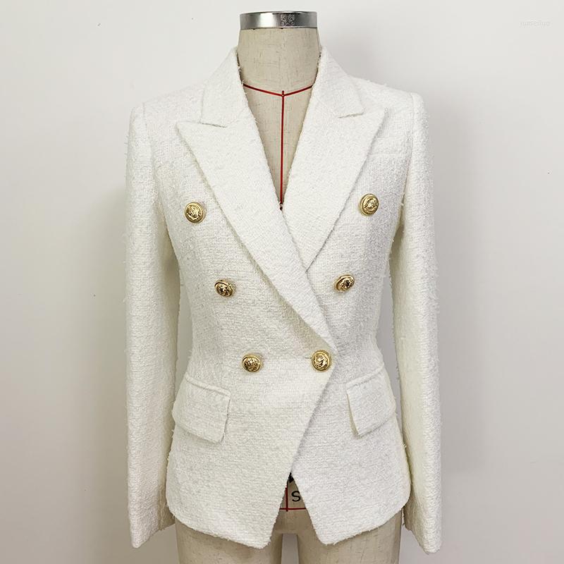 Women' Suits HIGH QUALITY Est 2022 Fall Winter Fashion Designer Jacket Women' Double Breasted Lion Buttons Blended Tweed Blazer, White
Women' Suits HIGH QUALITY Est 2022 Fall Winter Fashion Designer Jacket Women' Double Breasted Lion Buttons Blended Tweed Blazer, White