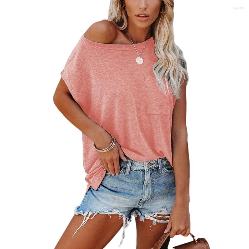 Women's T Shirts Cross-border European Beauty Blouse Amazon Product Solid Color Pocket Split Shoulder Short-sleeved T-shirt, 17
Women's T Shirts Cross-border European Beauty Blouse Amazon Product Solid Color Pocket Split Shoulder Short-sleeved T-shirt, 17