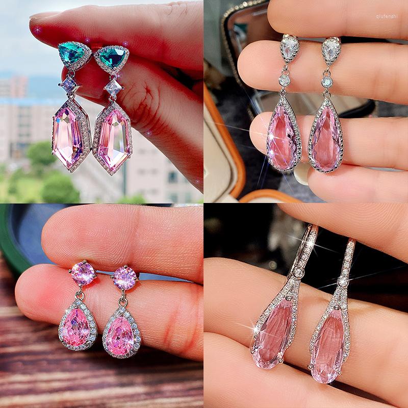 Dangle Earrings JUNZI Luxury Pink Cubic Zircon For Women Bling Geometry Crystal Bridal Wedding Party Jewelry Christmas Gifts
Dangle Earrings JUNZI Luxury Pink Cubic Zircon For Women Bling Geometry Crystal Bridal Wedding Party Jewelry Christmas Gifts