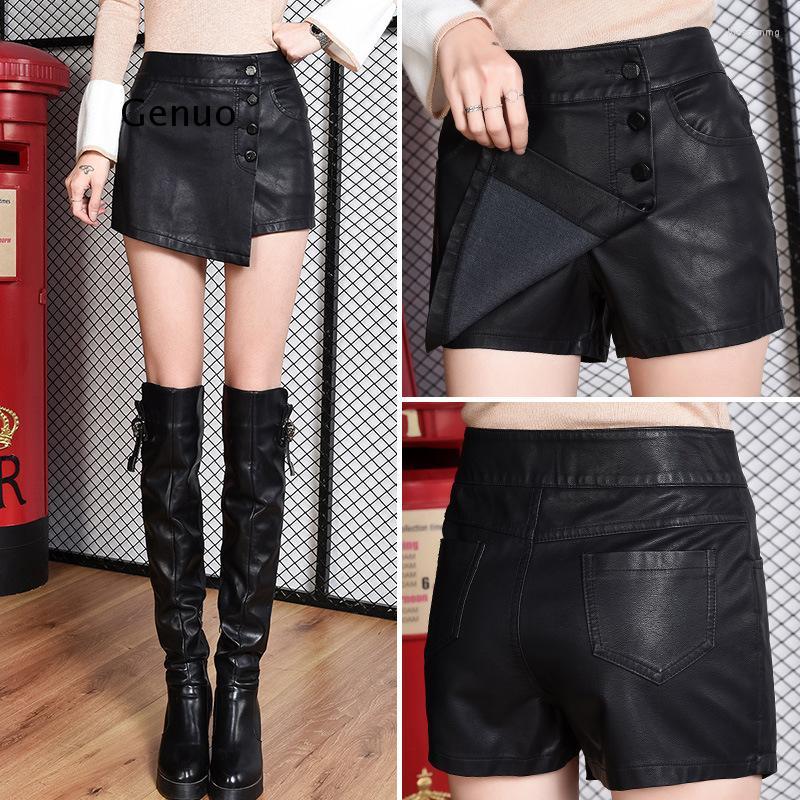 Women' Shorts Fake Two Piece Skirts Women Black PU Leather Girls High Waist Single Breasted Short Trouser Sexy Clothing
Women' Shorts Fake Two Piece Skirts Women Black PU Leather Girls High Waist Single Breasted Short Trouser Sexy Clothing