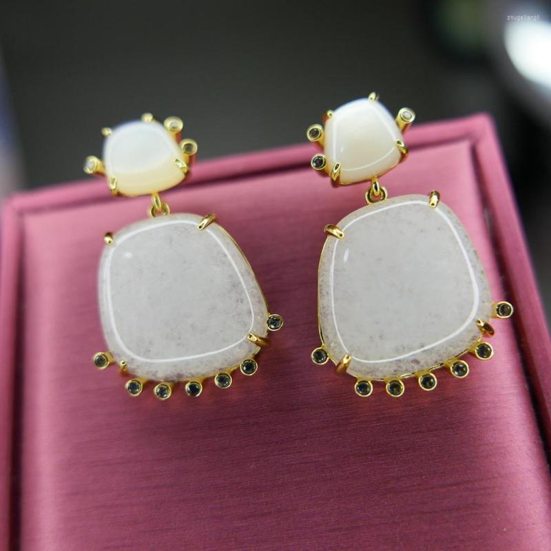 Dangle Earrings Geometric White Jade Drop With Big Natural Stone And Cubic Zircon 18K Yellow Gold Plated Jewelry For Women Wholesale
Dangle Earrings Geometric White Jade Drop With Big Natural Stone And Cubic Zircon 18K Yellow Gold Plated Jewelry For Women Wholesale