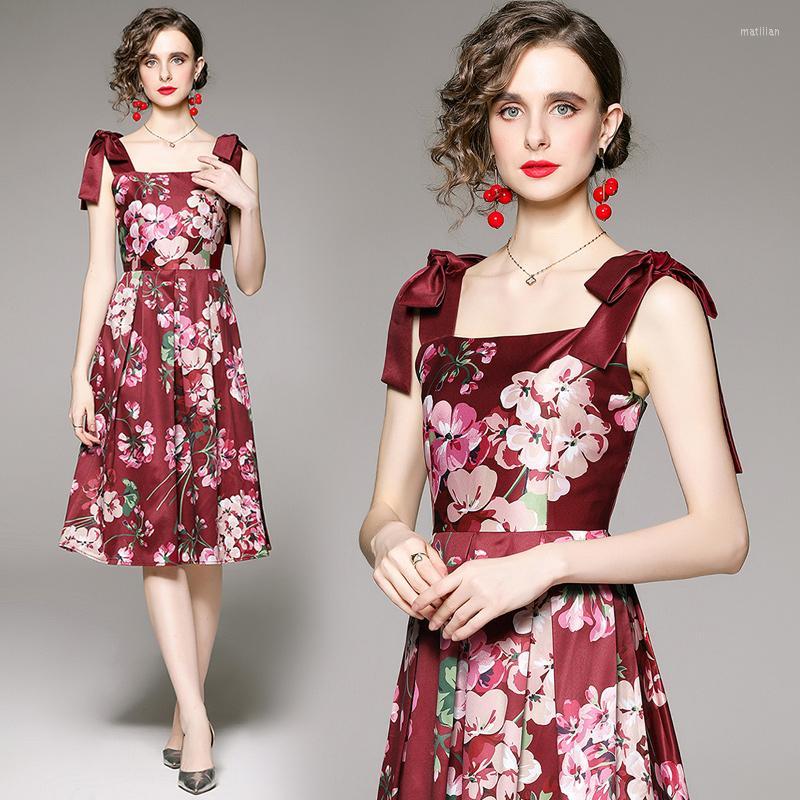 Casual Dresses High Class Temperamental Chinese Red Flower Printd Women Party Graceful Bow Draw String Backless Elegant Festa Vestidos
Casual Dresses High Class Temperamental Chinese Red Flower Printd Women Party Graceful Bow Draw String Backless Elegant Festa Vestidos