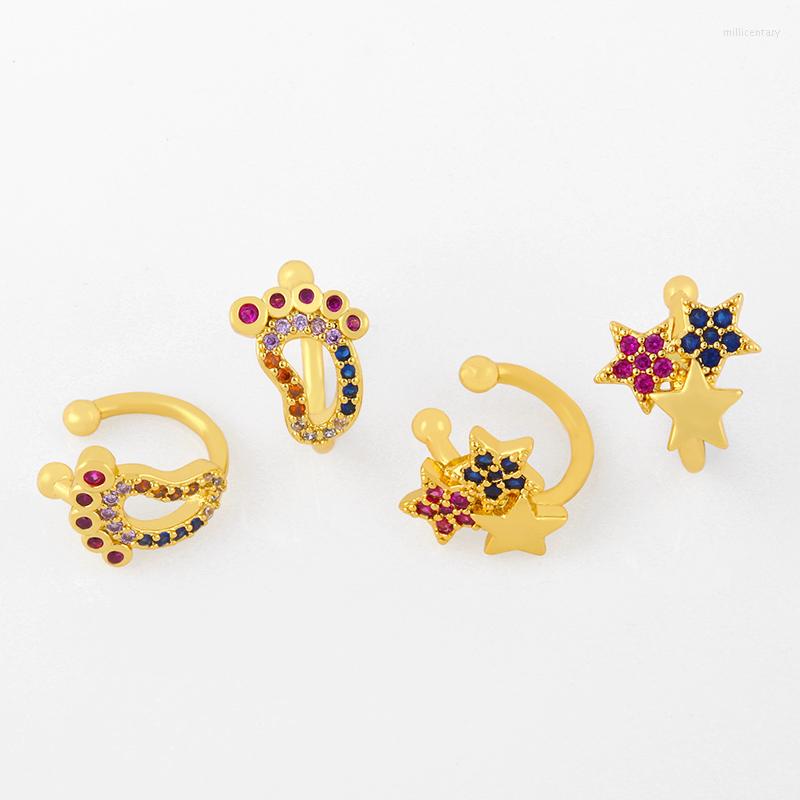 Backs Earrings FLOLA Gold Plated Cute Star Ear Cuffs For Women Multicolor Small Footprint Clip No Piercing CZ Rainbow Jewelry Ersu47
Backs Earrings FLOLA Gold Plated Cute Star Ear Cuffs For Women Multicolor Small Footprint Clip No Piercing CZ Rainbow Jewelry Ersu47