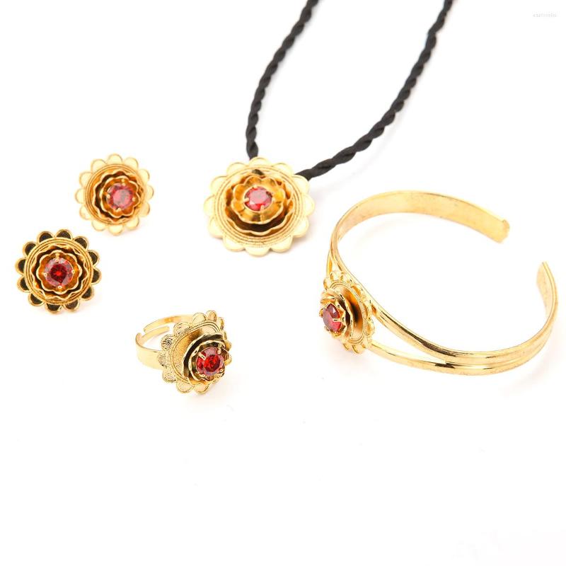 Necklace Earrings Set Ethiopian Gold Color Flower Pendant Bangle Ring Trendy Weddings Jewelry, Picture shown
Necklace Earrings Set Ethiopian Gold Color Flower Pendant Bangle Ring Trendy Weddings Jewelry, Picture shown