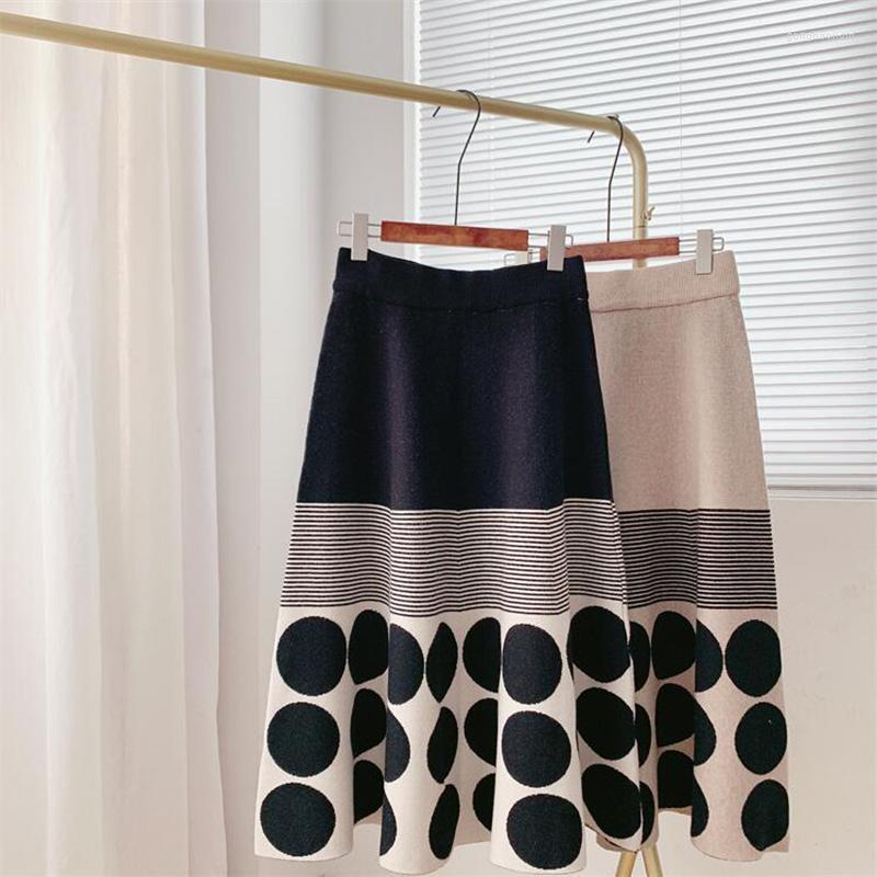 Skirts Polka Dot Striped Patchwork High Waist Knitted Skirt Women Fashion A-Line Elastic Womens 2022 Autumn Winter, Black
Skirts Polka Dot Striped Patchwork High Waist Knitted Skirt Women Fashion A-Line Elastic Womens 2022 Autumn Winter, Black