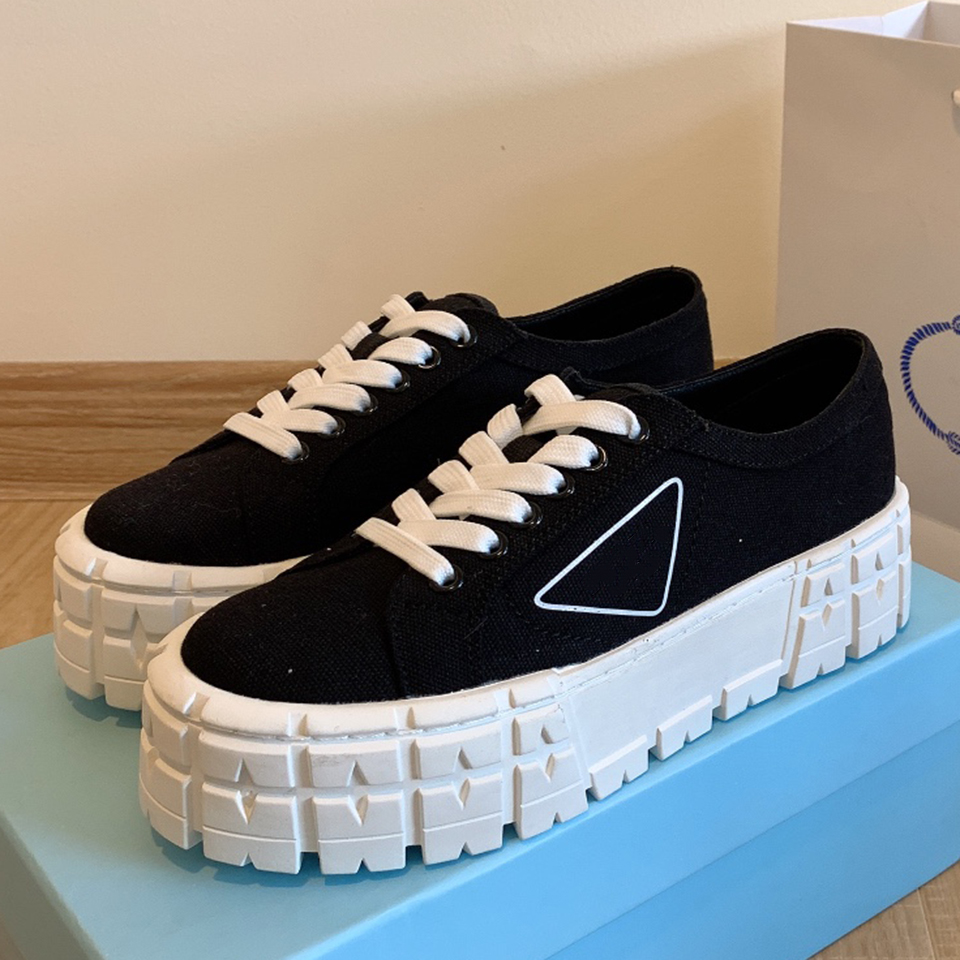 Women designer fashion platform shoes triangle logo double wheel nylon sneakers black, Brown
Women designer fashion platform shoes triangle logo double wheel nylon sneakers black, Brown