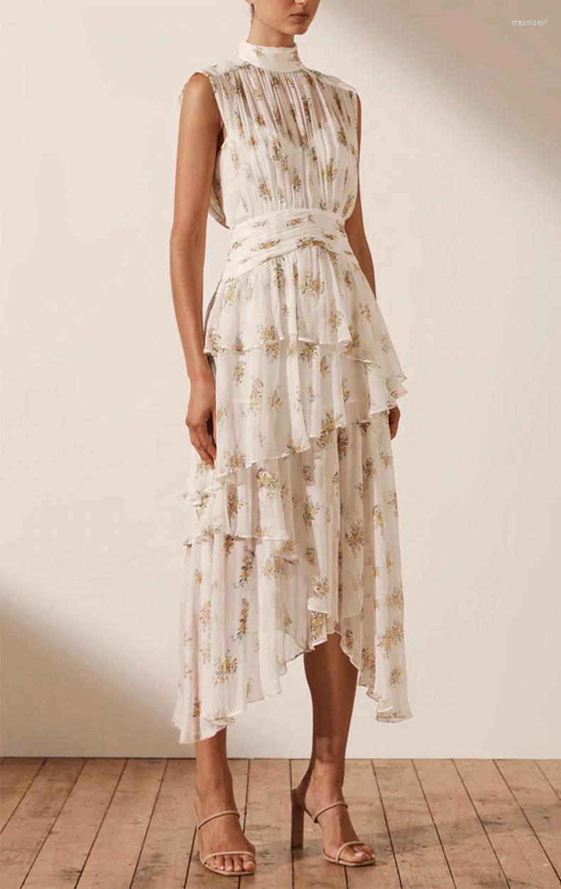 Casual Dresses Women Floral Print Cascading Ruffles Sleeveless Pleated Slim Waist Irregular Midi Dress, Beige
Casual Dresses Women Floral Print Cascading Ruffles Sleeveless Pleated Slim Waist Irregular Midi Dress, Beige