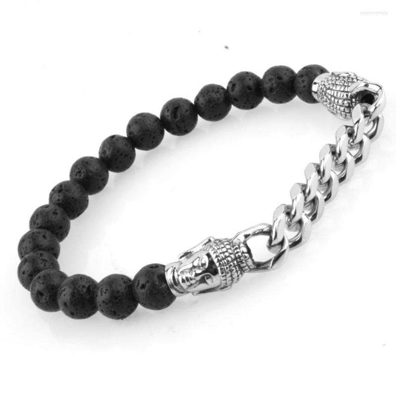 Charm Bracelets Stainless Steel Black Silver Color&Black Beads Buddha Statue Head Cuban Chain Bracelet Mens Boys Jewelry8mm
Charm Bracelets Stainless Steel Black Silver Color&Black Beads Buddha Statue Head Cuban Chain Bracelet Mens Boys Jewelry8mm