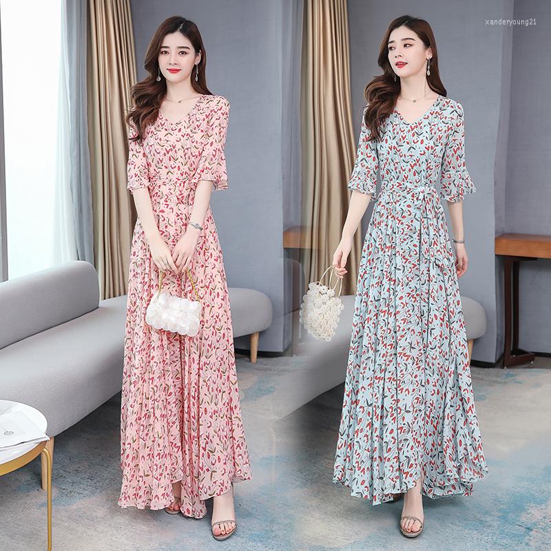 Party Dresses Floral Chiffon Dress Women V-neck Flared Sleeve 2022 Women's Summer Vestidos Casual A-line Five-point DCress E119, White
Party Dresses Floral Chiffon Dress Women V-neck Flared Sleeve 2022 Women's Summer Vestidos Casual A-line Five-point DCress E119, White