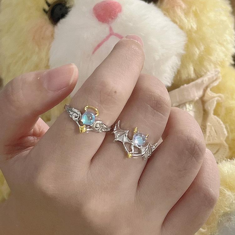 Wedding Rings Goth Aesthetic Devil Angel Moonstone Couple For Women Man Silver Color Lover Fairy Grunge Egirl Y2k Jewelry Gift
Wedding Rings Goth Aesthetic Devil Angel Moonstone Couple For Women Man Silver Color Lover Fairy Grunge Egirl Y2k Jewelry Gift