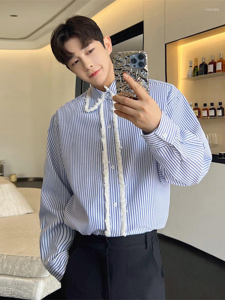 Men's Casual Shirts Stripe Men Shirt Contrast Color Summer 2022 Korean Fashion Single Breasted Turn-down Collar Long Sleeve 9A3117, Blue stripes
Men's Casual Shirts Stripe Men Shirt Contrast Color Summer 2022 Korean Fashion Single Breasted Turn-down Collar Long Sleeve 9A3117, Blue stripes