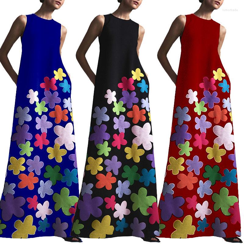 Casual Dresses Bohemian Flower Printing Long Cotton Dress Women O-neck Sleeveless Big Hem Summer Nice Elegant Vestido De Mujer, Black
Casual Dresses Bohemian Flower Printing Long Cotton Dress Women O-neck Sleeveless Big Hem Summer Nice Elegant Vestido De Mujer, Black