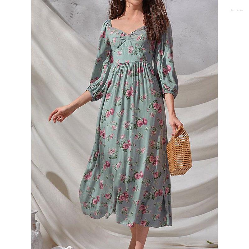 Casual Dresses Leisure Broken Flowers Bowknot Commute Elegant Puff Sleeve Sweet Frock Square Neck Long Printing Dyeing Skirt For Women, Green
Casual Dresses Leisure Broken Flowers Bowknot Commute Elegant Puff Sleeve Sweet Frock Square Neck Long Printing Dyeing Skirt For Women, Green