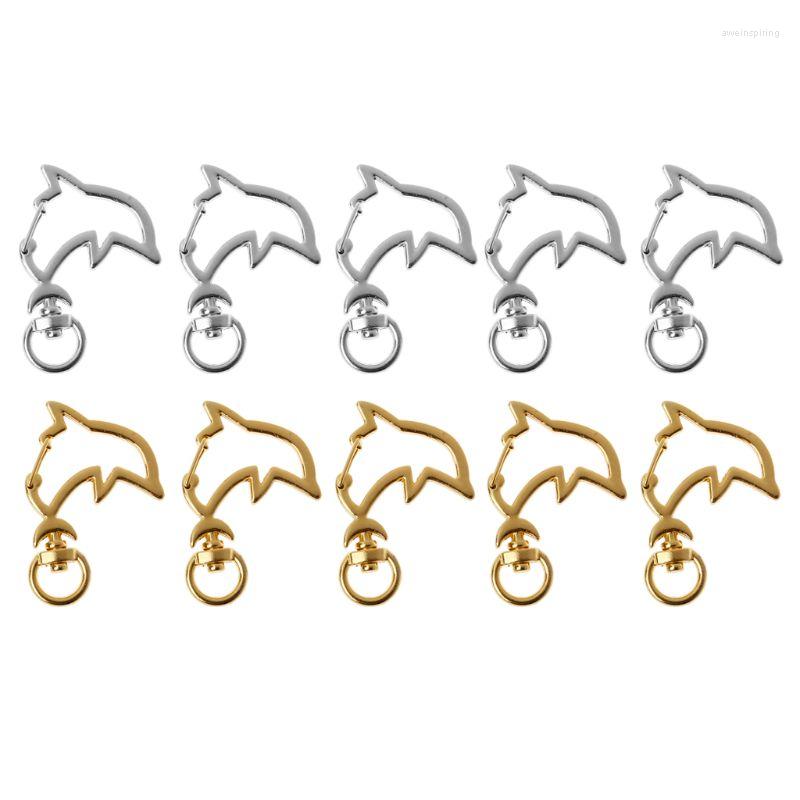Jewelry Pouches 5Pcs Dolphin Metal Snap Hook Lobster Clasps Lanyard Keychain Findings