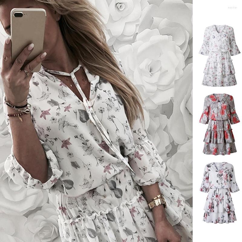 Casual Dresses 3 4 Sleeve Floral Summer Dress Women Strappy V-Neck Fashion Beautiful Comfortable Ruffle Hem Mini, White m
Casual Dresses 3 4 Sleeve Floral Summer Dress Women Strappy V-Neck Fashion Beautiful Comfortable Ruffle Hem Mini, White m