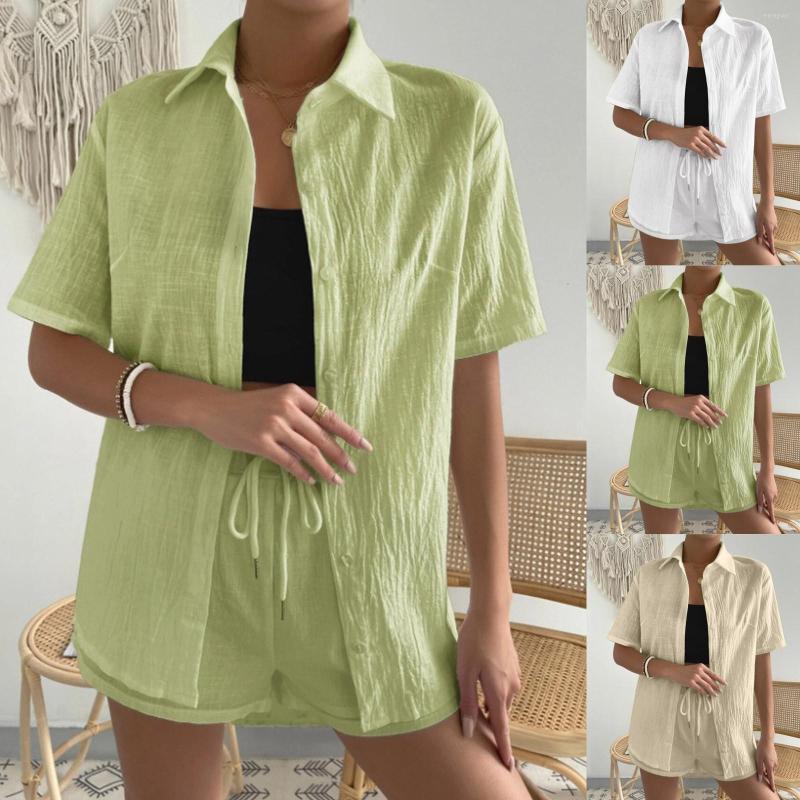 Women's Tracksuits Solid Color Shirt Suit Women's Casual Loose Short Sleeve Single Breasted Dress Summer Fashion Shorts Two-piece Set, Khaki
Women's Tracksuits Solid Color Shirt Suit Women's Casual Loose Short Sleeve Single Breasted Dress Summer Fashion Shorts Two-piece Set, Khaki