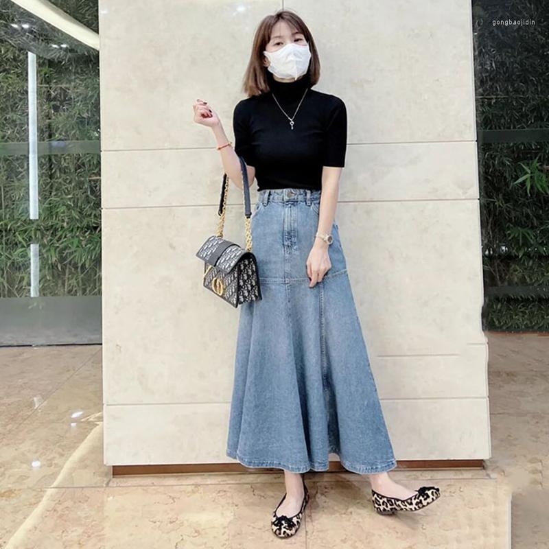Skirts Autumn Winter Denim Skirt For Women' 2022 Fashion Solid Color High Waist Loose Hem A-line Long American Female DF134, Blue
Skirts Autumn Winter Denim Skirt For Women' 2022 Fashion Solid Color High Waist Loose Hem A-line Long American Female DF134, Blue