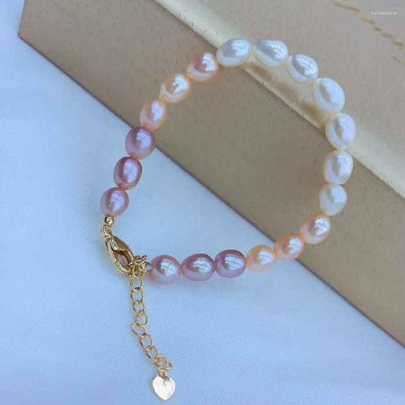 Bangle Handmade Natural White Pink Purple Freshwater Rice Pearl Golden Accessories Clasp Bracelet Adjustable Extension Chain
Bangle Handmade Natural White Pink Purple Freshwater Rice Pearl Golden Accessories Clasp Bracelet Adjustable Extension Chain