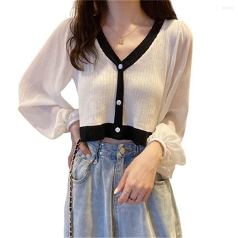 Women's Knits Knitted Thin Cropped Sweater Shirts Girls Patched Chiffon Full Lantern Sleeve Sweaters Cardigan Crop Top Female ZY5726, Black
Women's Knits Knitted Thin Cropped Sweater Shirts Girls Patched Chiffon Full Lantern Sleeve Sweaters Cardigan Crop Top Female ZY5726, Black