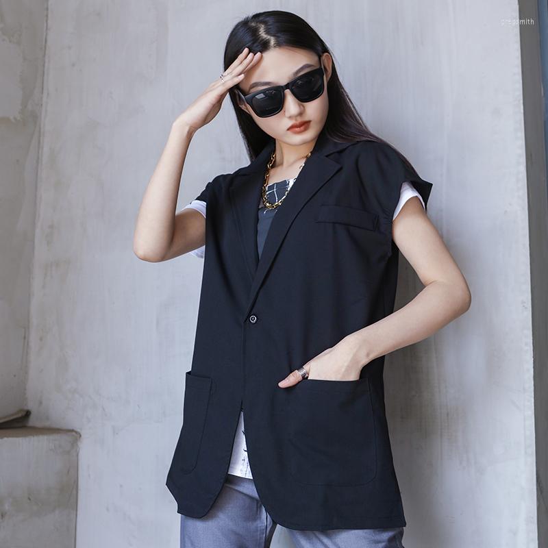 Women' Vests Women' T-Shirt Vest Spring Summer Single Breasted Loose Black Jacket Thin Suit Neckline Large Dark 
Women' Vests Women' T-Shirt Vest Spring Summer Single Breasted Loose Black Jacket Thin Suit Neckline Large Dark