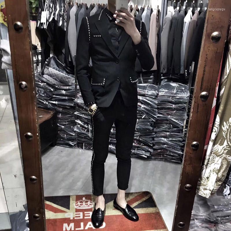 Men's Suits Trajes De Hombre British Style Slim Suit Two-piece Nightclub Rivet Coat Smoking Homme Mariage Fashion Korea Male, Black
Men's Suits Trajes De Hombre British Style Slim Suit Two-piece Nightclub Rivet Coat Smoking Homme Mariage Fashion Korea Male, Black