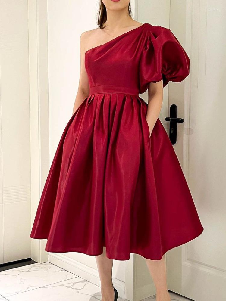 Party Dresses Fashion Women' One Shoulder Bubble Sleeve High Waist Elastic Pleated Cocktail Evening Dress, Ivory
Party Dresses Fashion Women' One Shoulder Bubble Sleeve High Waist Elastic Pleated Cocktail Evening Dress, Ivory