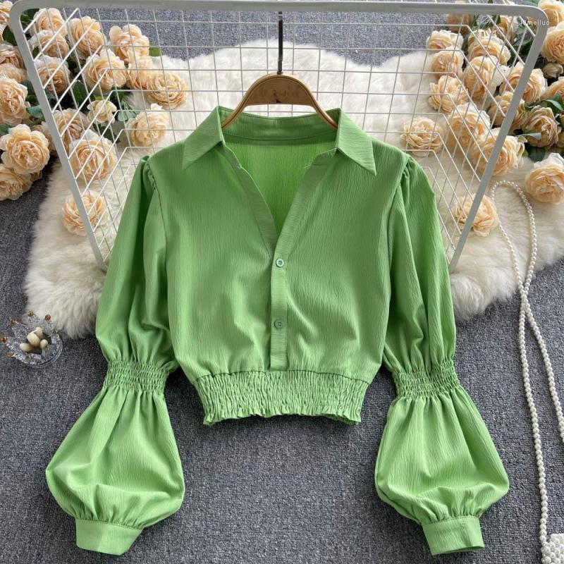 Women's Polos Long Sleeve Autumn Top Shirt 2022 Fashion Temperament Solid Color Single Breasted Fold Slim Casual Versatile Female Shirts
Women's Polos Long Sleeve Autumn Top Shirt 2022 Fashion Temperament Solid Color Single Breasted Fold Slim Casual Versatile Female Shirts