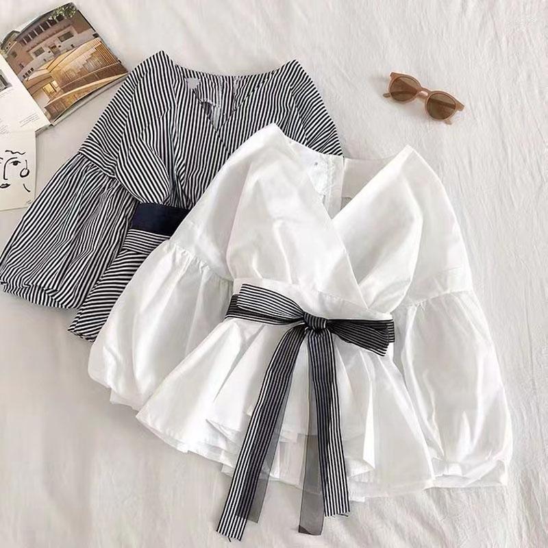 Women's Blouses Fashion Shirt Women's 2022 Spring And Summer Korean Version Bow Tie Stripe Waist V-neck Back Button Nine-point Sleeve, Black
Women's Blouses Fashion Shirt Women's 2022 Spring And Summer Korean Version Bow Tie Stripe Waist V-neck Back Button Nine-point Sleeve, Black