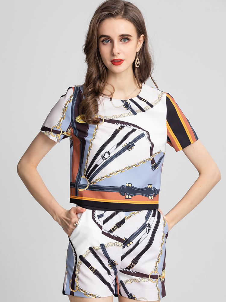 Women' Tracksuits MoaaYina Fashion Runway Summer Shorts Suits Women' Stripe Short Sleeve Printed Top And Two Pieces Sets, White
Women' Tracksuits MoaaYina Fashion Runway Summer Shorts Suits Women' Stripe Short Sleeve Printed Top And Two Pieces Sets, White