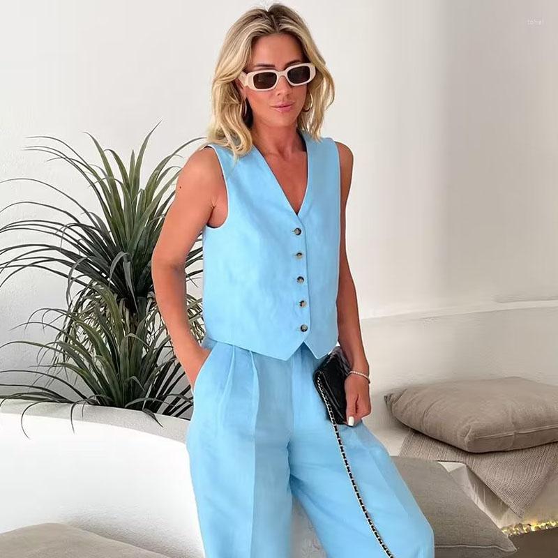 Women's Tanks ZATRHMBM 2022 Female Clothing Summer Fashion Short Vest V Neck Button Crop Top Sky Blue High-Waisted Woman Pant Suit, Photo color
Women's Tanks ZATRHMBM 2022 Female Clothing Summer Fashion Short Vest V Neck Button Crop Top Sky Blue High-Waisted Woman Pant Suit, Photo color
