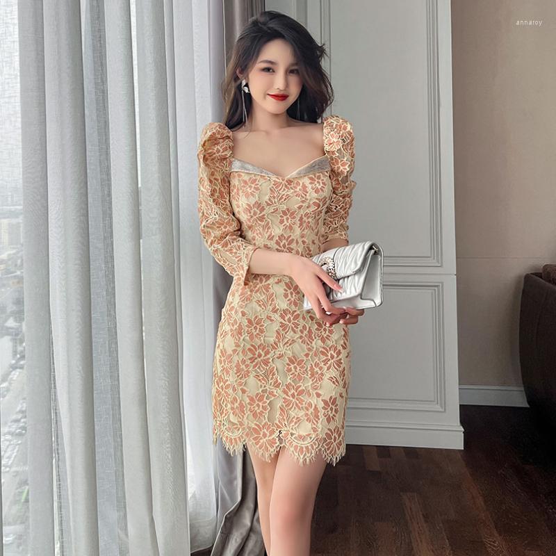 Casual Dresses RunwayLace For Women With Rhinestones 2022 Autumn Three-quarter Sleeve Flower Corset Dress Woman Korean Fashion, Apricot
Casual Dresses RunwayLace For Women With Rhinestones 2022 Autumn Three-quarter Sleeve Flower Corset Dress Woman Korean Fashion, Apricot
